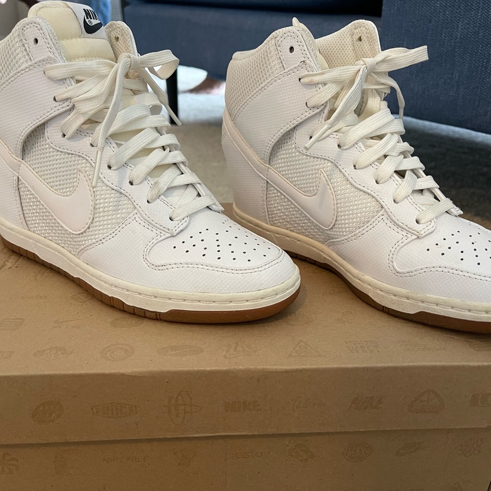 Nike Dunk Sky High Ivory/White High-Top Heeled Sneakers